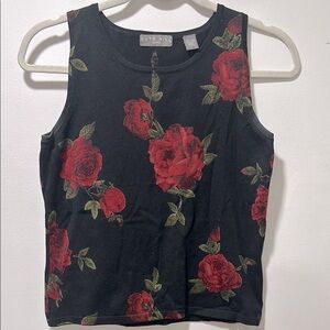 Kate Hill Y2K‎ Sleeveless Floral Rose Tank Size PXS SILK